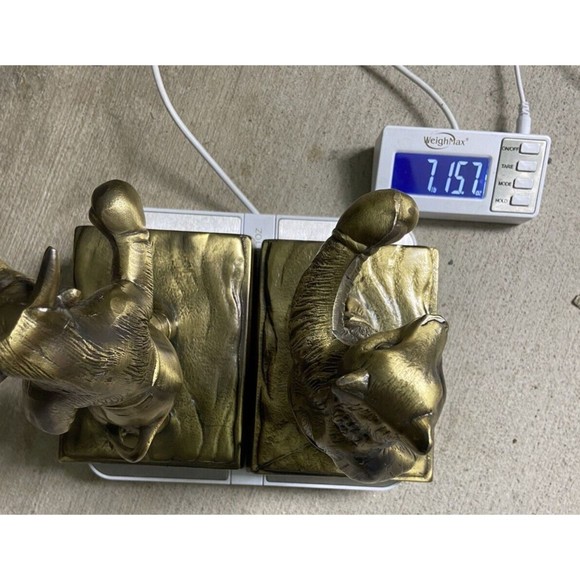 Bronze vintage USA Made stock market Bull & Bear boxing bookends rare sculpture - Picture 14 of 14